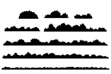 bush vector set, bushesh silhouette black