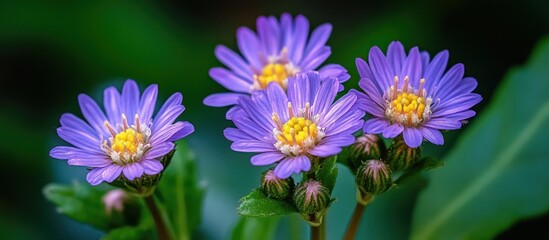 Obraz premium Purple flowers bloom, garden, closeup