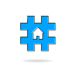 Hashtag vector design with a house icon in the center