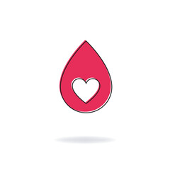 Vector design of a red drop with a heart shape in the center