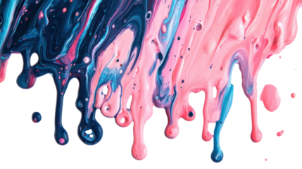 Pink and blue nail polish dripping on transparent background