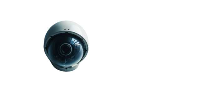 Modern security camera providing surveillance with transparent background