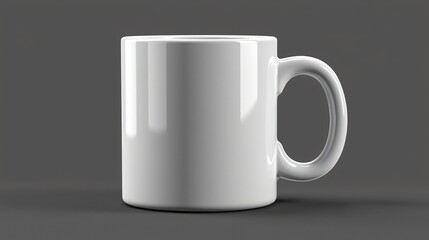 Fototapeta premium White mug, studio shot, grey background, mockup