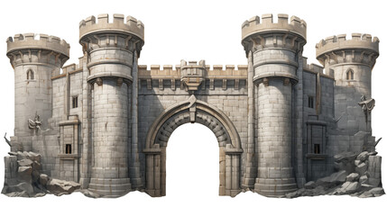 Majestic Medieval Castle Gate Game Asset 3D Render