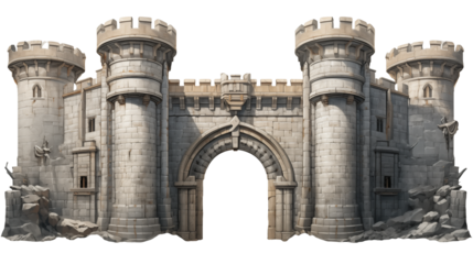 Majestic Medieval Castle Gate Game Asset 3D Render