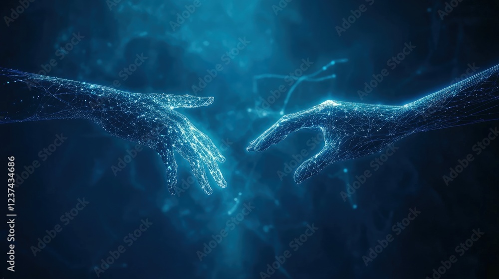 Poster digital connection reaching across the abyss a futuristic representation of connectivity and the bri