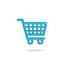 Vector design of light blue shopping cart with outline