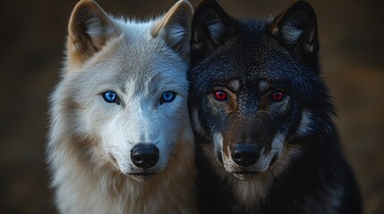 Majestic Wolves: A Dramatic Portrait of Light and Dark