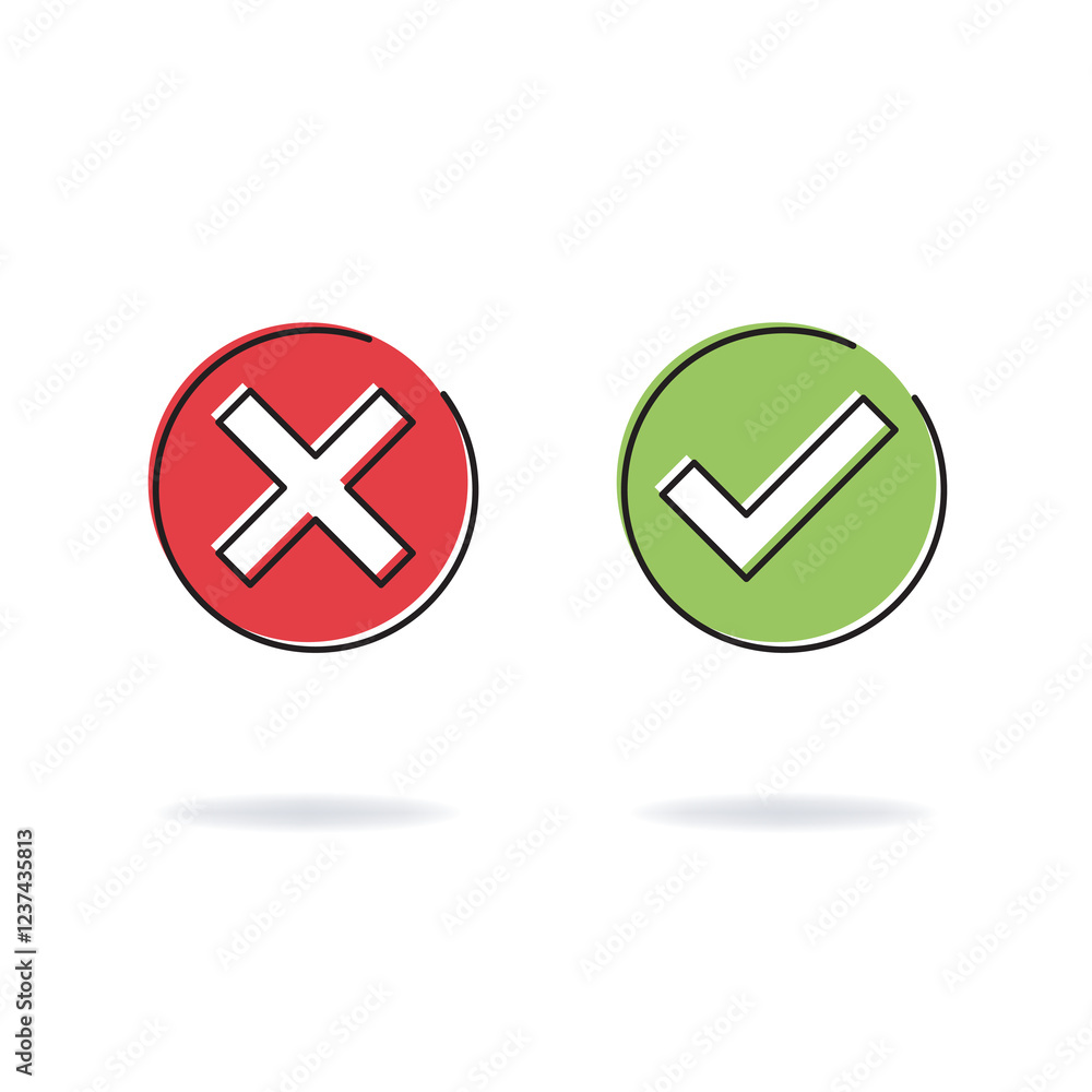 Poster vector design of circles with a red negative cross and a green positive check mark.