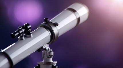 Telescope pointed at night sky, cosmic exploration