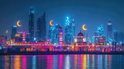 Night Lights of Dubai's Festive Skyline