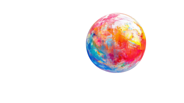 Colorful planet rotating in space with transparent background
