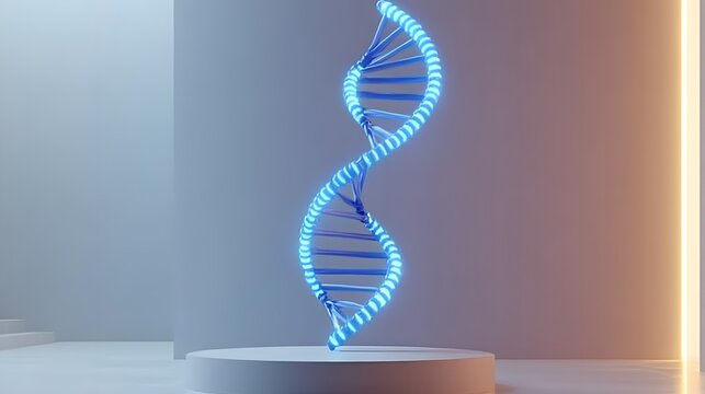 Illuminated DNA Helix Model in Modern Setting