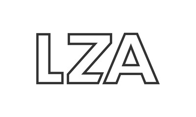 LZA logo design template with strong and modern bold text. Initial based vector logotype featuring simple and minimal typography. Trendy company identity.