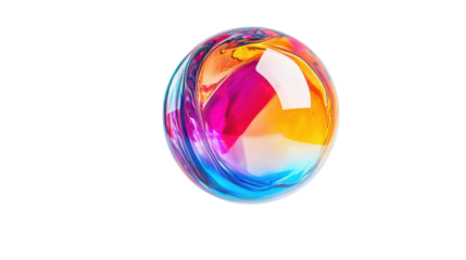 Colorful transparent sphere rotating on transparent background