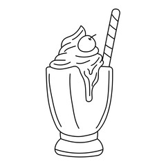 Hand-drawn Ice Cream Clipart: Kawaii Ice Cream Clipart: Outline Doodle Ice Cream