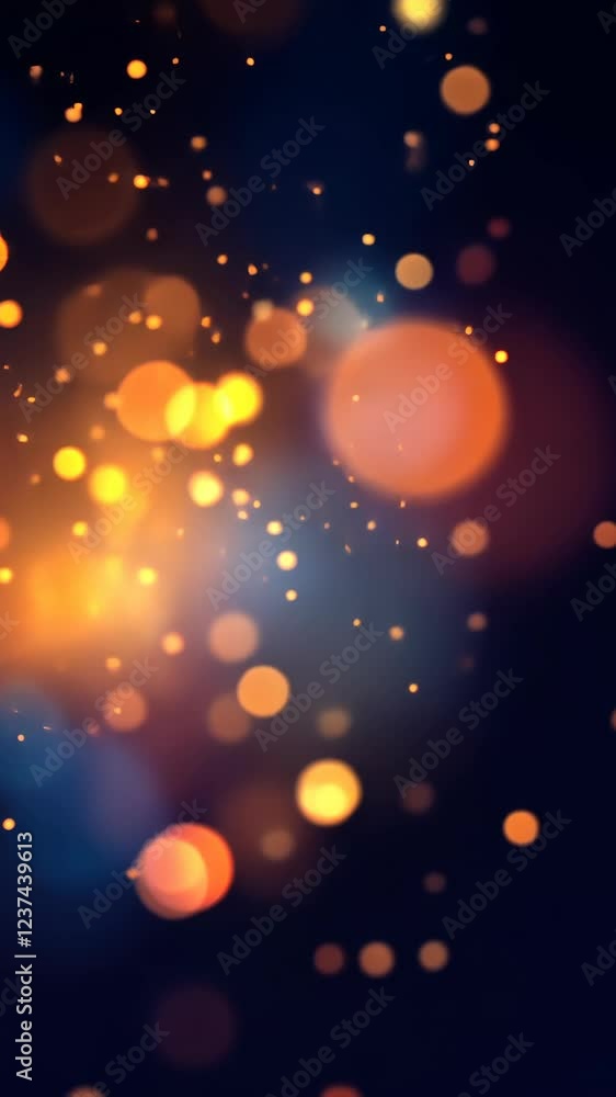 Poster warm glowing orbs create a magical atmosphere against a dark background in a festive setting