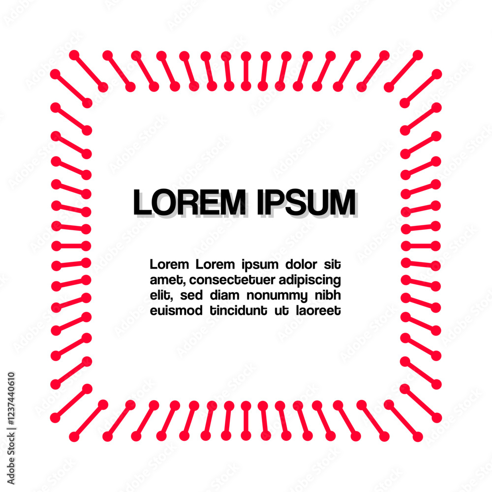 Aufkleber vector post design of red square made up of lines, with space for text