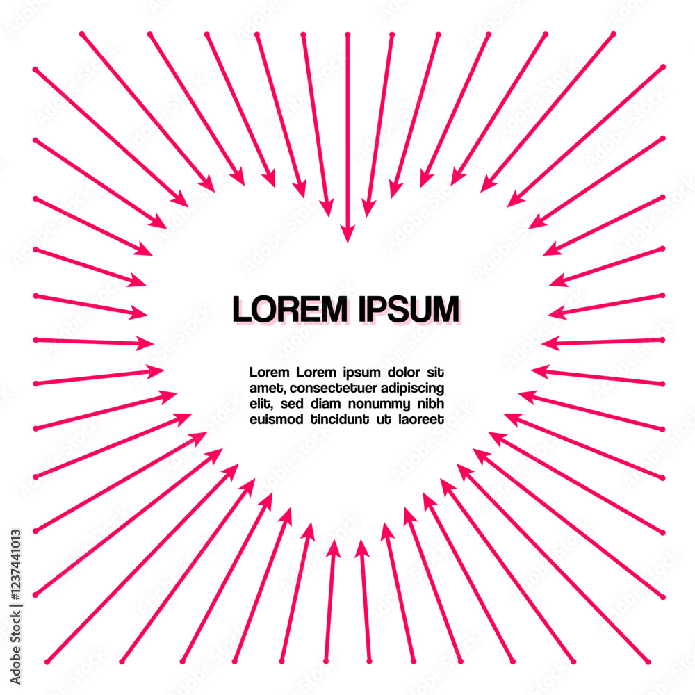 Aufkleber vector post design of a red heart made up of arrow lines, with space for text