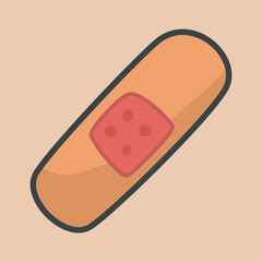band aid with outline flat vector design.