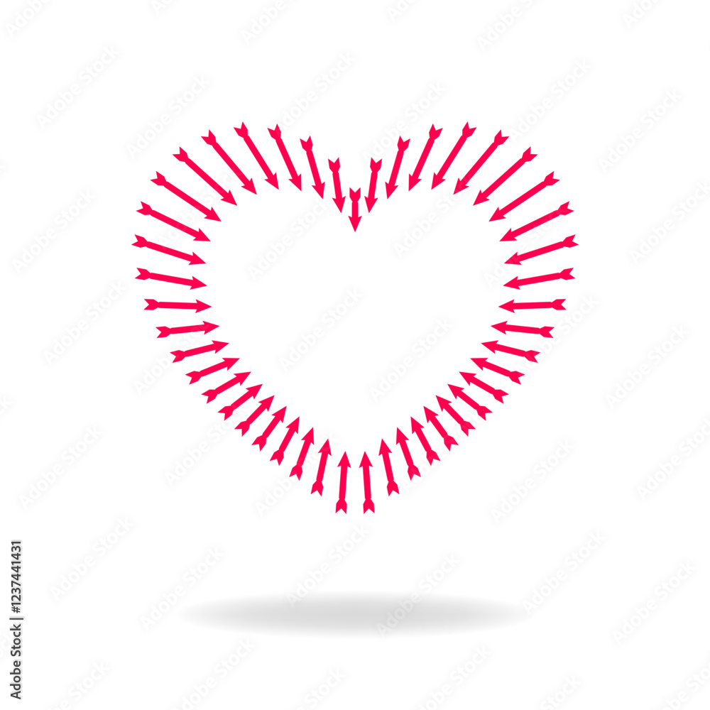 Poster vector design of a red heart made up of lines