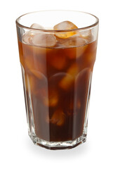 Refreshing iced coffee in glass isolated on white