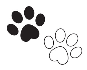 Dog and cat paw icon. Illustration Foot icon with adorable animal. Vector illustration isolated on white background.