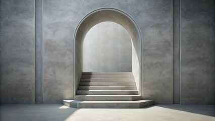 Fototapeta premium Abstract Minimalist Concrete Steps with an Oval Archway