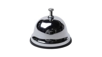 Shiny chrome service bell on transparent background, ready for use