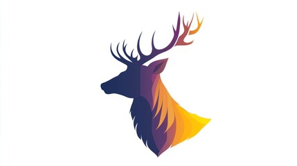 Naklejka premium Gradient Deer Head Profile, Nature Logo Design