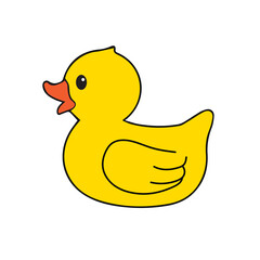 Cute yellow bathing duck vector illustration, bathing duck toy flat icon.