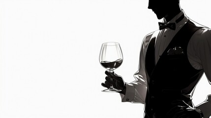 男性ソムリエの黒いシルエット27