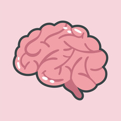 human brain in outline flat vector design.