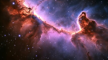 Cosmic Nebula: A Breathtaking Celestial Tapestry of Purple and Orange Hues