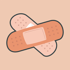 aid bandages with outline flat vector design