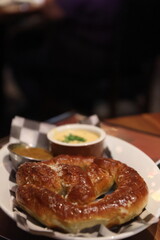 Dinner placed on the table at an upscale restaurant in Columbus, Ohio