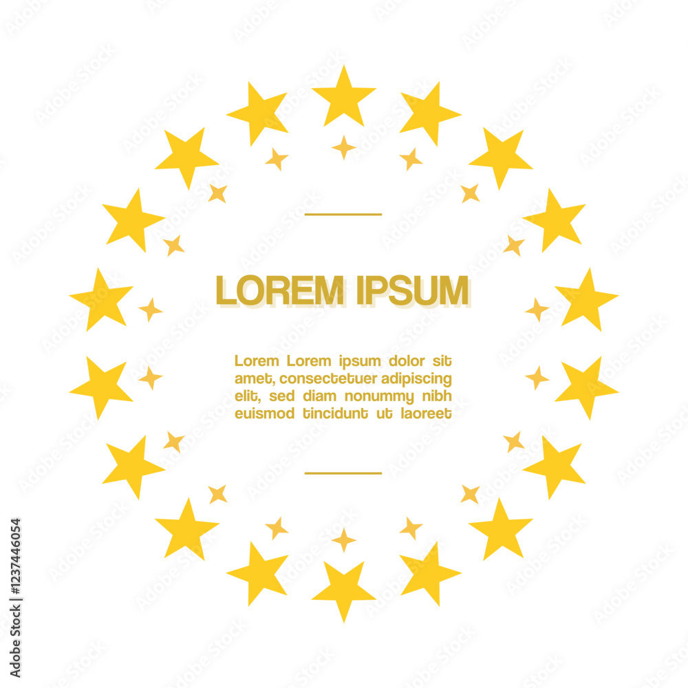 Poster radial style vector design with yellow stars and space in the center for text