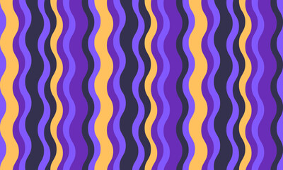 Vibrant wavy stripes in purple and gold create a dynamic, retroinspired pattern. Perfect for backgrounds, textiles, or website designs needing a bold, playful aesthetic.