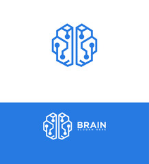 Brain tech logo  and Brain circuit ai tech concept icon