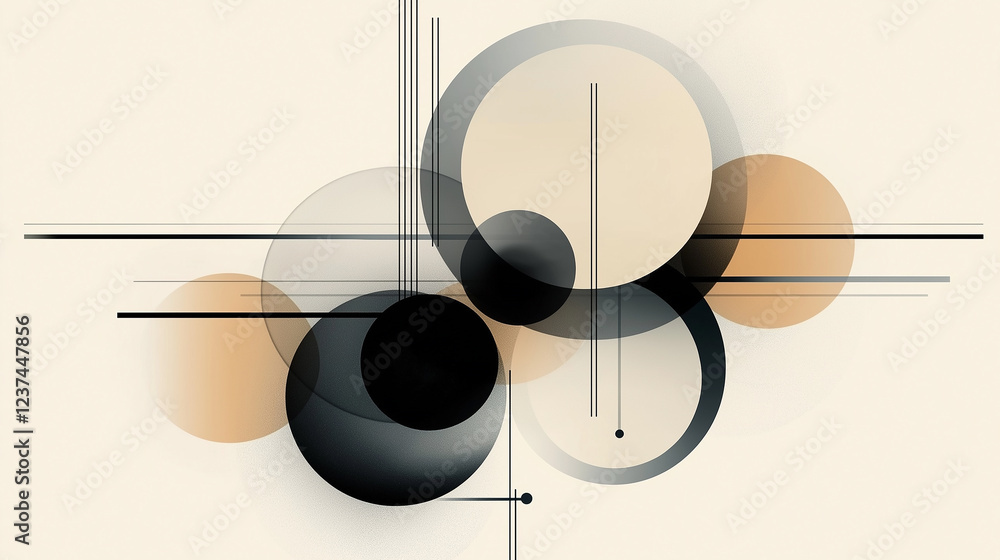 Aufkleber Abstract composition featuring intersecting circles and lines creating dynamic visual interest