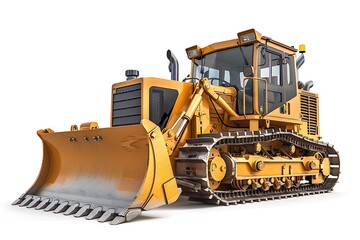 Obraz premium Construction bulldozer isolated on white background