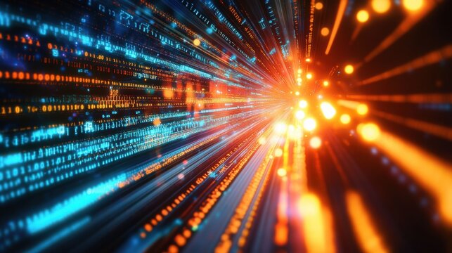 data stream digital flow binary code technology background