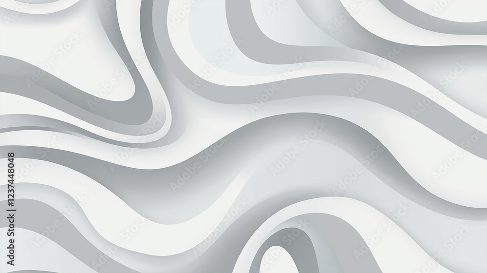 Fototapete abstract white and gray wavy lines creating a smooth background