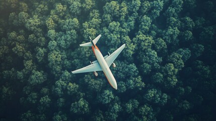 Naklejka premium Airplane Over Forest