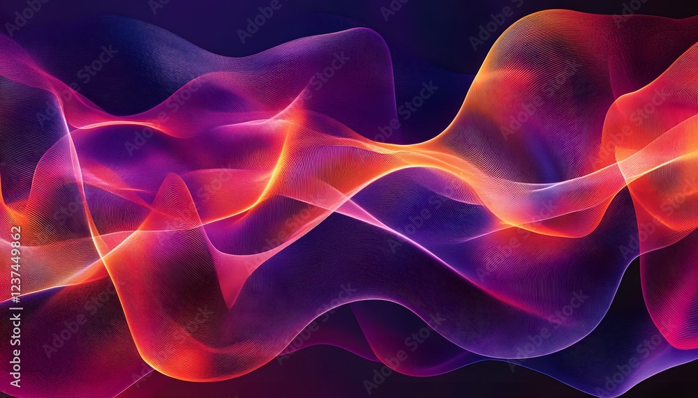 Poster abstract colorful waves flowing dynamically
