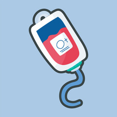 blood donor pack with outline flat vector design.