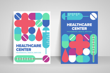 Set of healthcare poster design.
