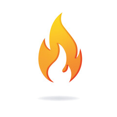 Abstract vector design of fire flame with gradient on white background