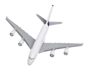Plane model in air on white background