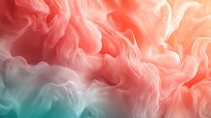 Abstract Coral and Teal Swirling Paint Texture